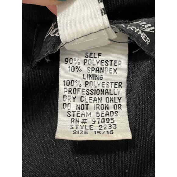 Vintage Dave Johnny Prom Dress Gown Bead Sequin Whimsigoth Black Velvet Sz 15/16 - Picture 11 of 11